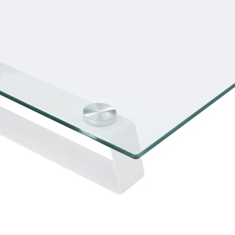 Monitorstandaard 80x35x8 cm gehard glas en metaal wit 7