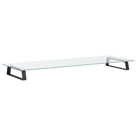 Monitorstandaard 100x35x8 cm gehard glas en metaal zwart 2