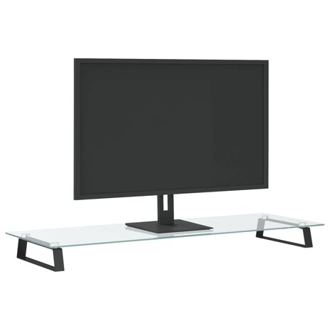 Monitorstandaard 100x35x8 cm gehard glas en metaal zwart 3