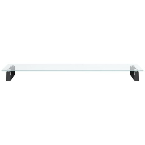 Monitorstandaard 100x35x8 cm gehard glas en metaal zwart 4