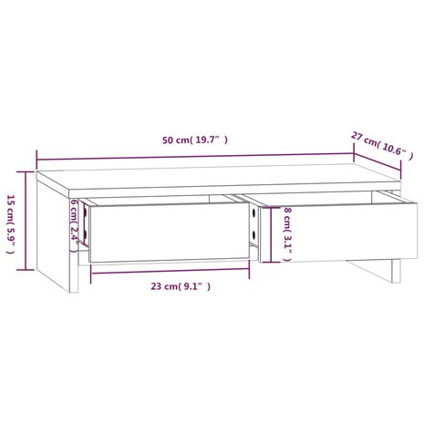 Monitorstandaard 50x27x15 cm massief grenenhout 9