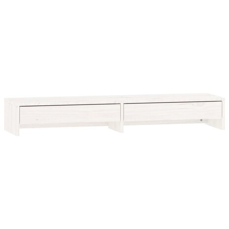 Monitorstandaard 100x27x15 cm massief grenenhout wit 2