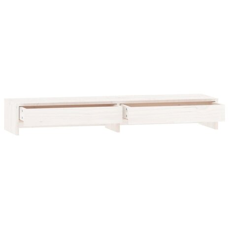 Monitorstandaard 100x27x15 cm massief grenenhout wit 6