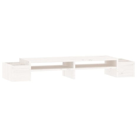 Monitorstandaard 100x27,5x15 cm massief grenenhout wit 2
