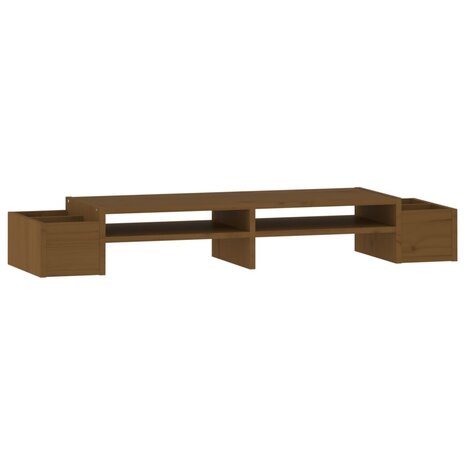 Monitorstandaard 100x27,5x15 cm massief grenenhout honingbruin 2