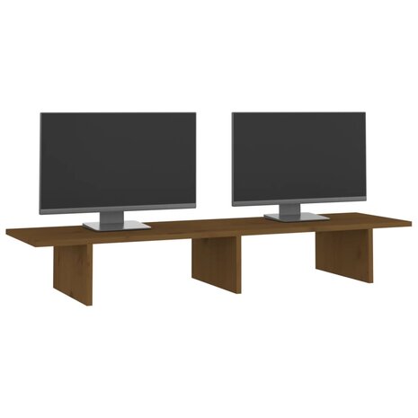 Monitorstandaard 100x27x15 cm massief grenenhout honingbruin 4