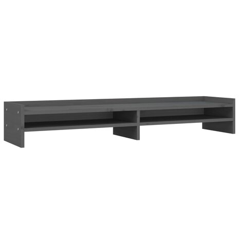 Monitorstandaard 100x24x16 cm massief grenenhout grijs 2