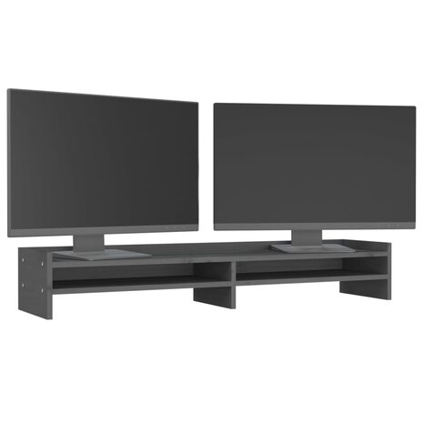 Monitorstandaard 100x24x16 cm massief grenenhout grijs 4