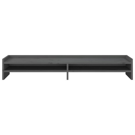 Monitorstandaard 100x24x16 cm massief grenenhout grijs 5