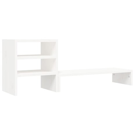 Monitorstandaard 81x20x30 cm massief grenenhout wit 2