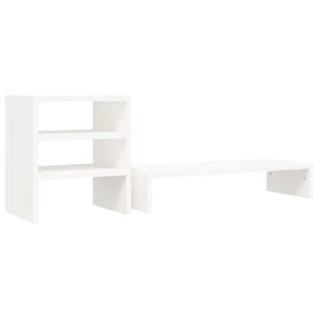 Monitorstandaard 81x20x30 cm massief grenenhout wit 6