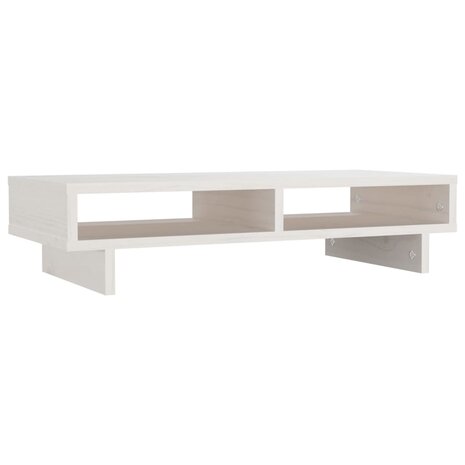 Monitorstandaard 60x27x14 cm massief grenenhout wit 2