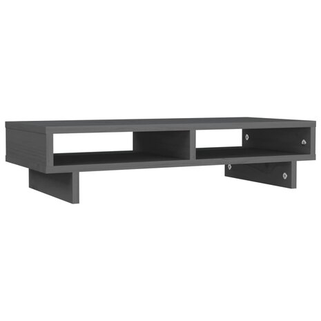 Monitorstandaard 60x27x14 cm massief grenenhout grijs 2