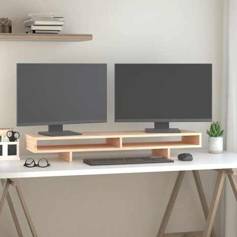 Monitorstandaard 100x27x14 cm massief grenenhout 1