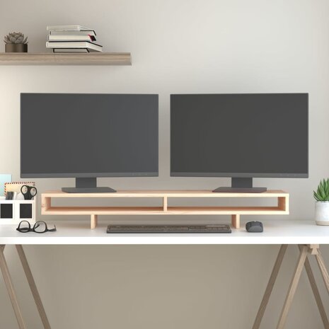 Monitorstandaard 100x27x14 cm massief grenenhout 3