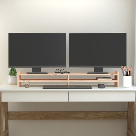 Monitorstandaard 100x27x15 cm massief grenenhout 3