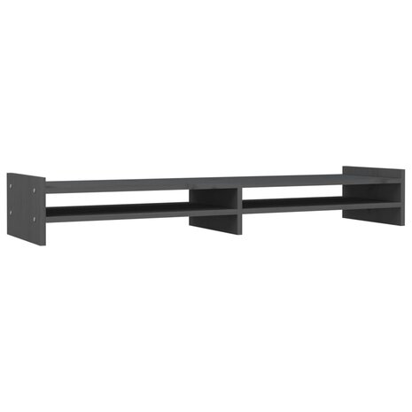 Monitorstandaard 100x27x15 cm massief grenenhout grijs 2