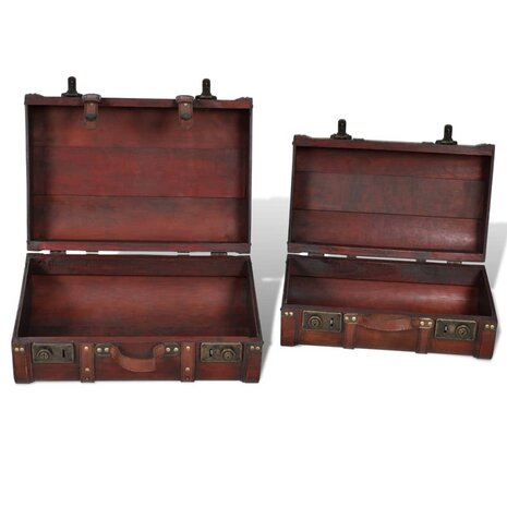 Schatkisten 2 st vintage-stijl hout bruin  5