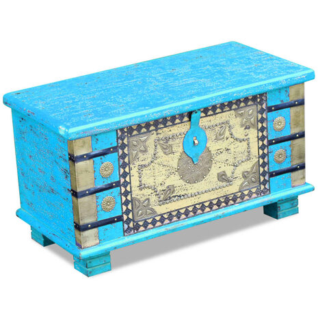 Opbergkist 80x40x45 cm mangohout blauw 3