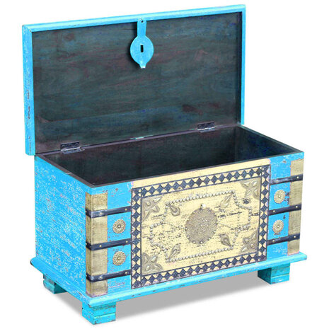 Opbergkist 80x40x45 cm mangohout blauw 8