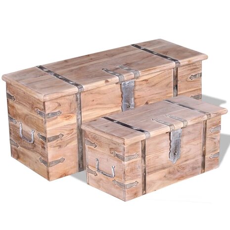 2-delige Opbergkistenset acaciahout 1