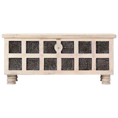 Opbergkist 110x40x45 cm massief acaciahout wit 4