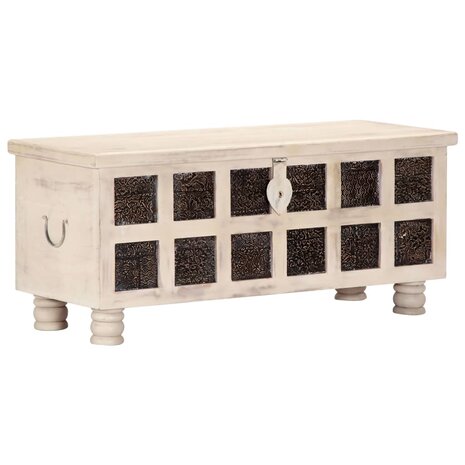 Opbergkist 110x40x45 cm massief acaciahout wit 11