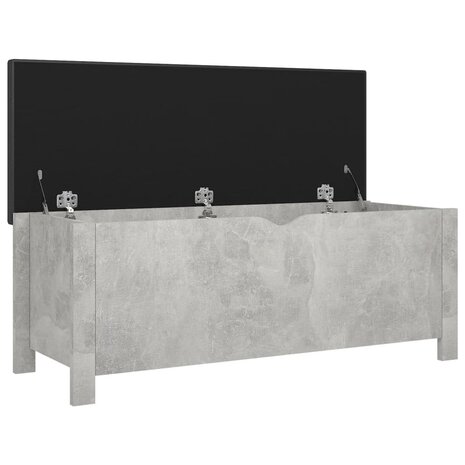 Opbergbox met kussen 105x40x45 cm bewerkt hout betongrijs 4