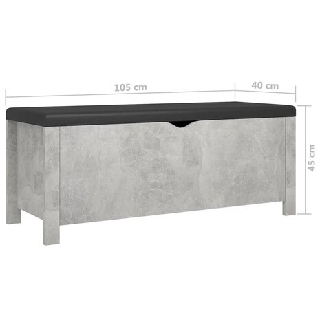 Opbergbox met kussen 105x40x45 cm bewerkt hout betongrijs 7