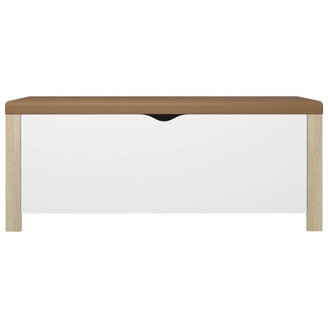 Opbergbox en kussen 105x40x45 cm spaanplaat wit en sonoma eiken 5