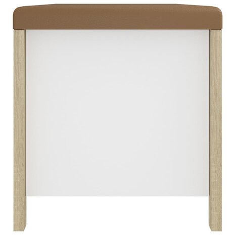 Opbergbox en kussen 105x40x45 cm spaanplaat wit en sonoma eiken 6