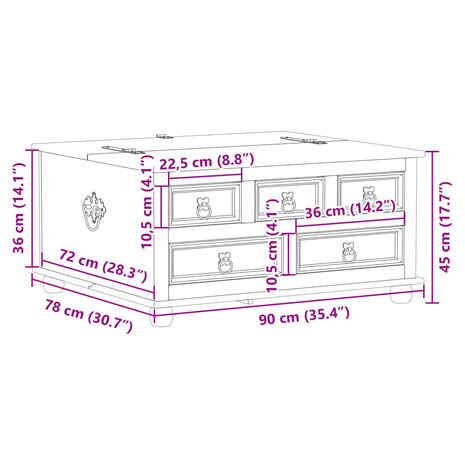 Opbergbox Corona 90x78x45 cm massief grenenhout 11