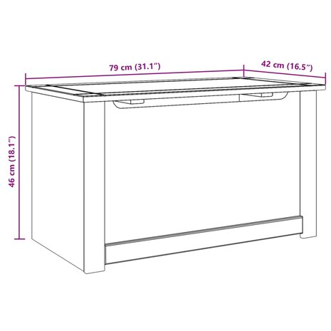 Opbergkist met deksel Panama 79x42x46 cm massief grenenhout 9