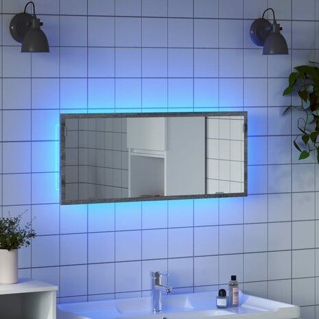 Badkamerspiegel 100x8,5x37 cm bewerkt hout grijs sonoma eiken 1