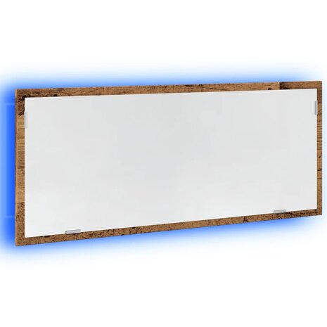 Badkamerspiegel met LED 100x8,5x37 cm bewerkt hout oud hout 3