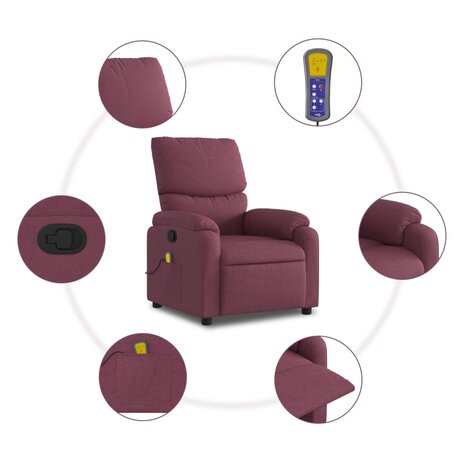 Massagestoel verstelbaar stof paars 8