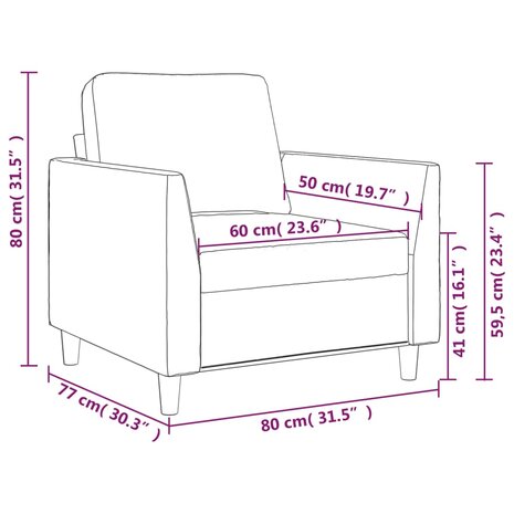 Fauteuil 60 cm kunstleer cappuccinokleurig 8