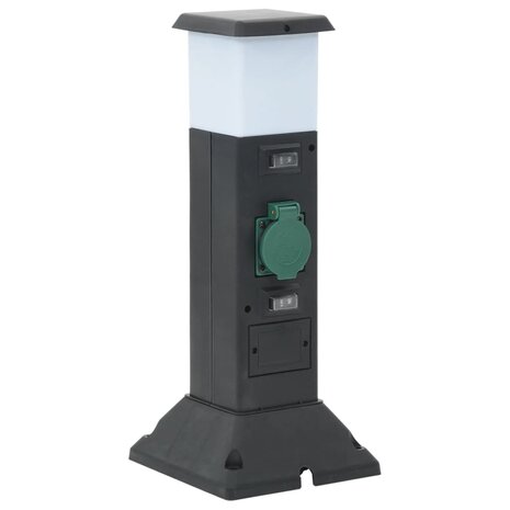 Tuinstopcontact met lamp en grondpin 2-wegs 16x16x39,5 cm 4