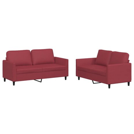 2-delige Loungeset met kussens kunstleer wijnrood 2