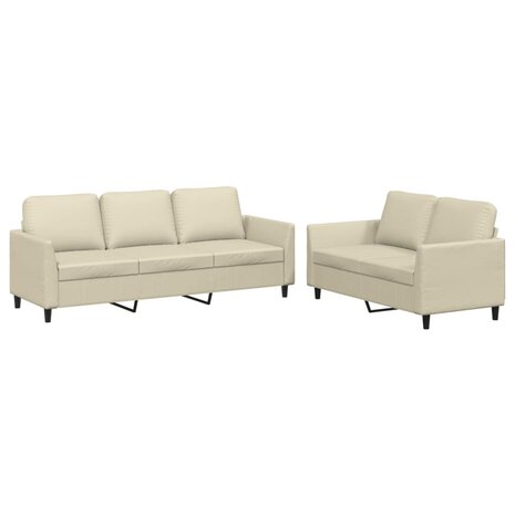 2-delige Loungeset met kussens kunstleer crème 2
