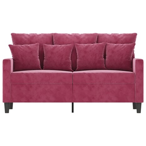 Tweezitsbank 120 cm fluweel wijnrood 3