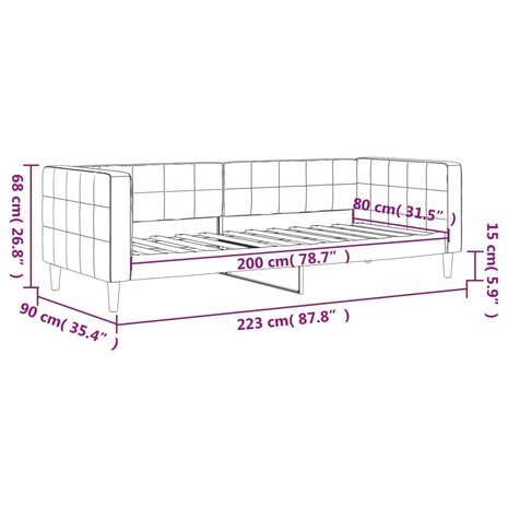 Slaapbank 80x200 cm fluweel lichtgrijs 8