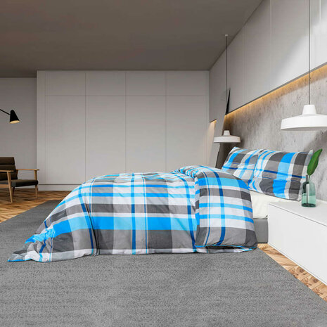 Dekbedovertrekset 220x240 cm katoen blauw en grijs 4
