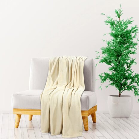 Deken 150x200 cm polyester crèmekleurig 1