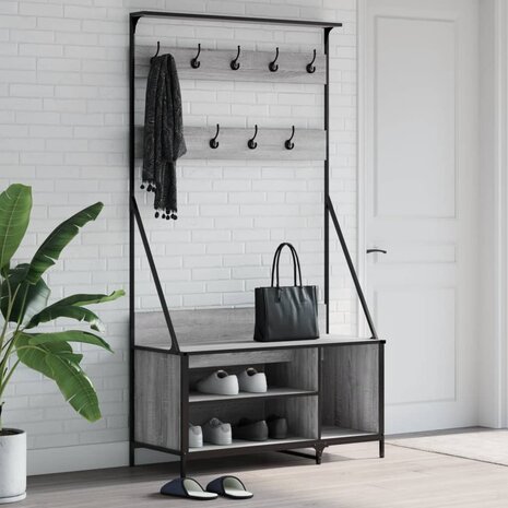 Kledingrek met schoenenrek 100x41x184 cm grijs sonoma 1