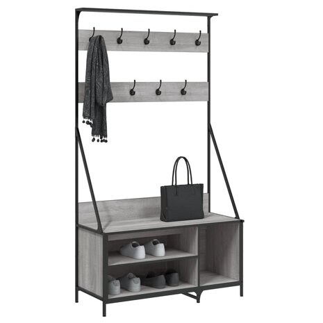 Kledingrek met schoenenrek 100x41x184 cm grijs sonoma 3