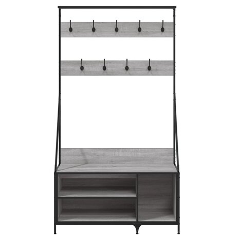 Kledingrek met schoenenrek 100x41x184 cm grijs sonoma 4