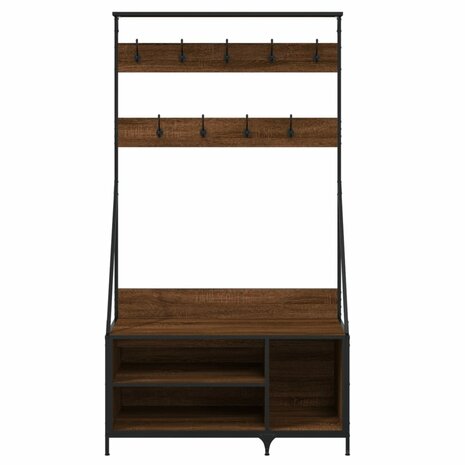Kledingrek met schoenenrek 100x41x184 cm bruin eikenkleur 4