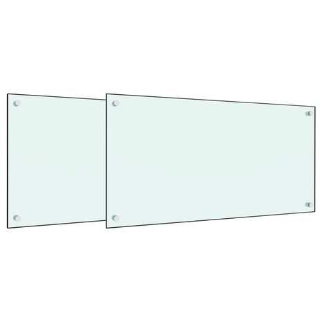 Spatschermen keuken 2 st 80x50 cm gehard glas wit 2