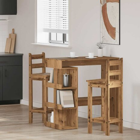 Bartafel met opbergrek 100x50x101,5 cm artisanaal eikenkleurig 3